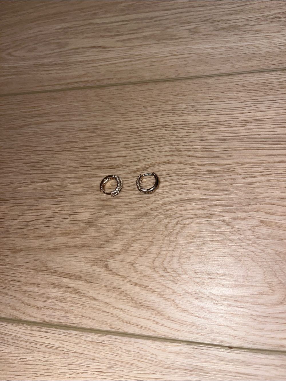 Ralph Lauren Polo Gold Tone Pave Huggie Hoop Earrings